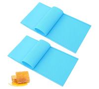 2Pcs Flexible Silicone Beeswax Sheets Molds, Honeycomb Embosser Press for Candle Making, Beekeeper Equipment, Bee Wax Rolling Tool