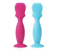 2pcs Flexible Silicone Dog Wrinkle Paste Applicator for Squishface, Silicone Wrinkle Cream Applicator for Dog Easy to Wipe Off Tear Stain Helper of Wrinkle Cream for All Dog Breed (Blue, Rose Red)