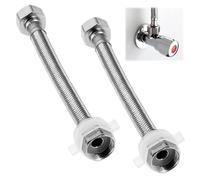 2Pcs Flexible Tap Connector 1/2" X 1/2" Bsp 20cm Braided Plumbing Fittings | Stainless Steel Flexible Pipes Corrosion Resistant Toilet Replacement Pipe for Homes Kitchen Bathroom Sink Tap, Silver