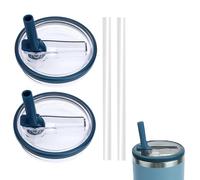 2pcs Flip Straw Lid Replacement,Spill Proof Splash Resistant Cup Lid fits for 40oz Tumbler,come with 2pcs Straw