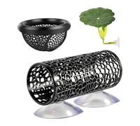 2Pcs Floating Aquarium Hide, Floating Betta Hammock and Fish Tunnel Hideout Set, Betta Fish Tunnel Hammock Safe Cave Ornament Decoration for Fishes and Shrimp(Black)