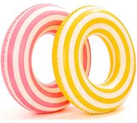 2PCS Floats for Adults Rings Lollipop Striped Pool Float Large Swim Ring for Adults,35 Inch Classic Striped Teens Adult Inner Tubes Summer Beach Bachelorette Party (Pink&Yellow,2)
