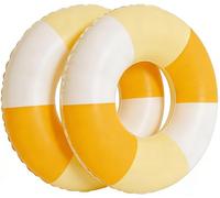 2PCS Floats for Adults Rings Lollipop Striped Pool Float Large Swim Ring for Adults,35 Inch Classic Striped Teens Adult Inner Tubes Summer Beach Bachelorette Party (Gradient Yellow,2)