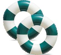 2PCS Floats for Adults Rrings Striped Pool Float Large Swim Ring for Adults,34 Inch Classic Striped Teens Adult Inner Tubes Summer Beach Bachelorette Party (M-Green,2)