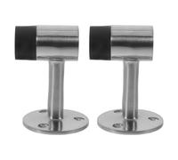 2pcs Floor Mounted Door Stopper Zinc Alloy Rubber Tip for Glass Doors | Tall Silver Design, Stable Fixture for Wood Panels, Bedrooms and Home Entryways, Impact Resistant Protection