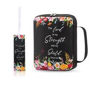 2PCS Floral Birds Bible Cover with Tabs - Zippered Church Bag for Women, Notebook Cases, Bible Covers