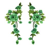 2PCS Floral Embroidered Cloth Patching, Green