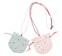 2pcs Floral Embroidered Daisy Drawstring Empty Scent Pouch Brocade