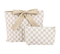 2Pcs Floral Fabric Makeup Bag Large Capacity Bible Sleeve Book Covers with Bow Lightweight for Shopping Travel Daily Office Work Outing Gifts (Khaki) (style5)