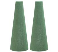 2Pcs Floral Foam Cone 4x13" Artificial Wet Green Foam for Flower Arrangements Absorbent & Sturdy Floral for Craft Project and Christmas Party Decoration
