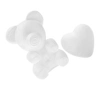 2pcs Floral Foam Craft Models Bear and Heart Shapes for Valentine’s Day DIY Flower Arrangement, 30cm Bear and 15cm Heart Foam for Wedding Decor and Crafts
