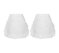 2Pcs Floral Lace Half Waist Apron with Pocket for Women, White Short Waist Apron for Kitchen, Cooking, Baking, Cleaning, Gardening, Cosplay