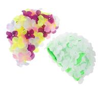 2pcs Floral Petal Swim Cap with 3d Flower Pattern Retro Style | Made of Nylon and Cloth, Protects from Sunlight, Suitable for Vacations and Snorkeling, Fits Long or Short Hair