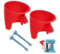 2PCS Flour Funnel for Mixer, 5 quarts Tilt-Head Stand Mixer Attachment Compatible with Artisan KSM150, Guided Pouring Funnel Accessories with Brushes for Adding Flour, Egg & Liquid(Red)