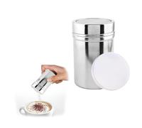 2pcs Flour Shaker,Chocolate Shaker for Cappuccino,Stainless Steel Container Sifter Cocoa Coffee Powder Dispenser Icing Sugar Salt Shakers with Fine Mesh for Spice/Powdered of Kitchen Craft Baking