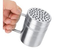2Pcs Flour Shaker, Dredger Shaker Stainless Steel with Handle, Chocolate Shaker for Cappuccino Icing Sugar Shaker Sugar Duster Spice Bottle Dredger Shaker for Sugar Salt Flour