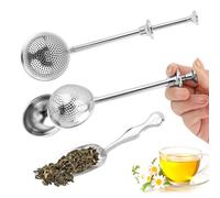 2Pcs Flour Sifter for Baking,Powdered Sugar Fine Mesh Shaker Duster Sifter Stainless Steel,with 1 Tea Scoop,Spring-Operated Handle Tea Strainer for Baking,Sifting Sugar,Flour,Spices,Herbs,Easy to Use