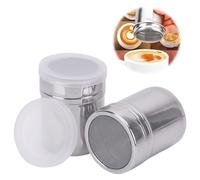 2Pcs Flour Sugar Salt Shaker, 7oz Stainless Steel Chocolate Shaker Icing Sugar Salt Cocoa Flour Coffee Shaker Sifter for Kitchen Craft