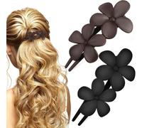 2pcs Flower Claw Hair Clips Flat Decorative, Made of Durable Plastic -Lightweight comfort: Made from lightweight materials (Assorted color Goods Information flat claw clips for women thick hair...