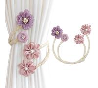 2PCS Flower Curtain Tiebacks, Natural Rustic Rope Tie Backs Rope Knot Decorative Holdbacks for home, office, restaurant, bar, office, hotel window