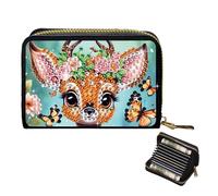2pcs Flower Deer Pattern Fashion Card Holder Compact Purse