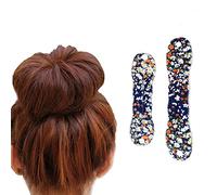 2Pcs Flower Design Magic Bun Wraps Hair Styling Donut Twisters Roll Clips, Hair Bun Maker Tools, Ponytail French Hair Styling Accessories for Women Girls