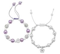 2PCS Flower Girl Bracelet with Gift Card,Pink White Pearl Flowergirl Jewelry Gift,Adjustable Bracelets,for Flower Girls Proposal, Bridesmaid Wedding Gifts for Girls