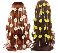 2PCS Flower Headband for Women, Colorful Tassel Headbands,Summer Sunflower Hair Accessories Bohemian Hawaii Beach Hairbands Hippie Rave Hair Accessories for Women Girls