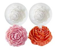 2PCS Flower Molds Silicone Candle Soap Molds Bloom Flower Silicone Fondant Mould 3D Peony Cake Candy Jelly Chocolate Mold Decoration Baking Tool