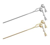 2pcs Flower Pearl Hair Sticks Alloy Hair Pins for Women