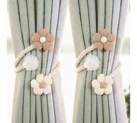 2Pcs Flower Shape Curtain Tieback Cute Cartoon Twisted Rope Holders for Home Room Decor(White Coffee)