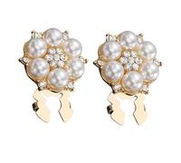 2pcs Flower Shape Sewing Buttons, Button Covers - Rhinestone Pearl Cufflink Jewelry, Decorative Garment Accessories | Elegant Clothing Button Covers For Women Dress Wedding Business Party Crafting