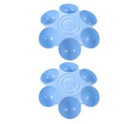 2pcs Flower Shaped Pet Bowl 6-petal Plastic Feeding Dish Blue