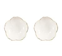 2Pcs Flower Shaped Seasoning Bowls, Ceramic Mini Serving Bowls, for Dessert, Snack, Soy Sauce, Kitchen Prep (White)