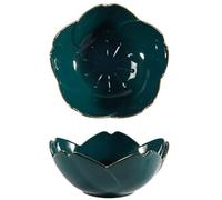 2Pcs Flower Shaped Seasoning Bowls, Ceramic Mini Serving Bowls, for Dessert, Snack, Soy Sauce, Kitchen Prep (Green)