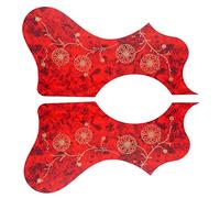 2pcs Flower Shaped Self Adhesive Acoustic Guitar Pickguard, Easy to Use or Cover for Most 40/41inch Guitars, Professional Guitar Accessory, Beautiful Flower - Red