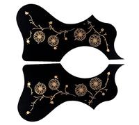 2pcs Flower Shaped Self Adhesive Acoustic Guitar Pickguard, Easy to Use or Cover for Most 40/41inch Guitars, Professional Guitar Accessory, Beautiful Flower - Black