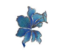 2Pcs Flower Strips Embroidery Patch 19cm*14cm Sequin Organza Patches for Clothes Sticker Appliques Sew On Parches(Blue)