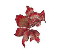 2Pcs Flower Strips Embroidery Patch 19cm*14cm Sequin Organza Patches for Clothes Sticker Appliques Sew On Parches(Red)