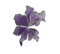2Pcs Flower Strips Embroidery Patch 19cm*14cm Sequin Organza Patches for Clothes Sticker Appliques Sew On Parches(Purple)