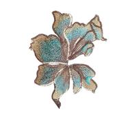 2Pcs Flower Strips Embroidery Patch 19cm*14cm Sequin Organza Patches for Clothes Sticker Appliques Sew On Parches(Turquoise)