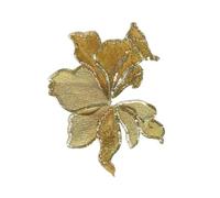 2Pcs Flower Strips Embroidery Patch 19cm*14cm Sequin Organza Patches for Clothes Sticker Appliques Sew On Parches(Golden)
