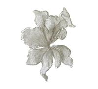 2Pcs Flower Strips Embroidery Patch 19cm*14cm Sequin Organza Patches for Clothes Sticker Appliques Sew On Parches(White)