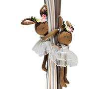 2PCS Flowers Bunny, Soft Knitting Fabric Cute Cartoon Holder Straps with Elastic Button(Brown)