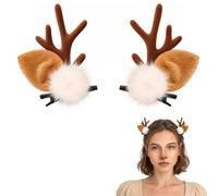 2pcs Fluffy Deer Ears Antlers Hair Clips Halloween Costumes Accessories