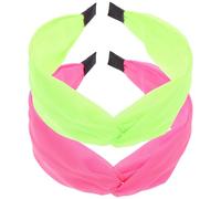 2pcs Fluorescent Knot Headband Neon Hair Accessories for Women | Fabric Construction, Glow in Dark Effect, Comfortable Styling, Keeps Hair Back without Tugging, Themed Events
