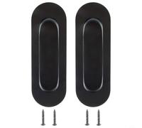2pcs Flush Pocket Door Handles Recessed Stainless Steel Sliding Door Knobs for Cabinets Wardrobes Cupboards with Screws for Interior and Exterior Use (Black)