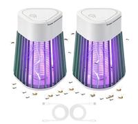 2pcs Fly Zapper, Portable Bug Zapper, Usb Rechargeable Fly Killer Electric with Led Light Long Working Time for Outdoor & Indoor Garden Home Backyard Terrace Camping