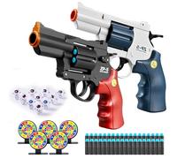 2PCS Foam Blaster Toy Guns, Blasters, Shockwave,Safe Toy Fake Gun Model Revolver Toy Gun with Soft Bullet Look Real Action Mini Pistol Model for Children Age 3-8+