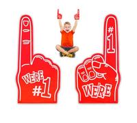 2PCS Foam Finger, Foam Finger Pointer Gladiators, Giant Foam Hands Pointing Finger, Number 1 Fan Foam Finger for Sports Event, Big Foam Hand Gloves Party Favors For Cheering (Red)